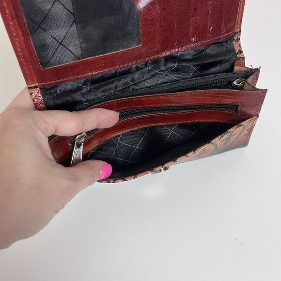 Shantiniketan Wallet Womens Leather Embossed Boho Desert Camel Safari Indian - Picture 7 of 12